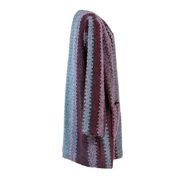 Vintage Ample Jacs California Chunky Purple Hues Knit Long Cardigan Whimsigoth - Picture 3 of 6